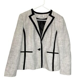 Kasper 12 Black/White Metallic Blazer Poly Blend Formal Church Career Easter